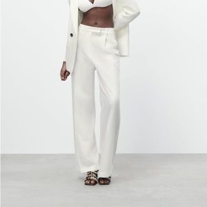 Zara Pleated Menswear Style Pants - White